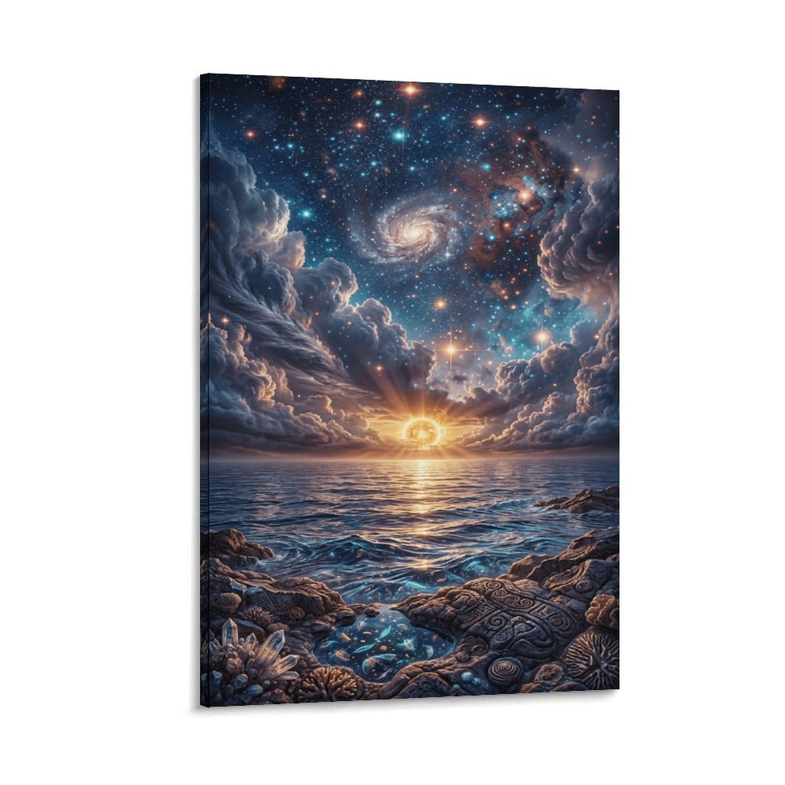 XPASHIQWC Cosmic Starry Coast Poster Artwork Canvas Prints Picture Modern Canvas Wall Art Picture Wall Hanging for Bedroom Living Room Decor 20x30inch(50x75cm)