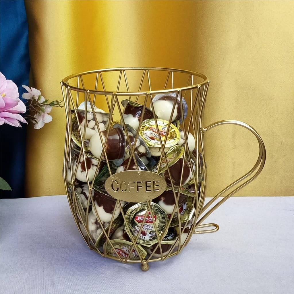 Coffee Storage Creative Beer Cup Shaped Coffee Capsule Wrought Iron Storage Basket Candy Wrought Iron Storage Basket Coffee storage Basket(Black)