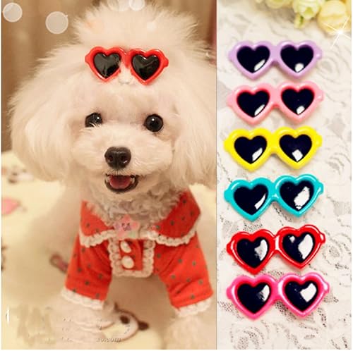 20 unids/paquete de pinzas para el pelo para perros, diseño de amor, gafas de sol, estilo lindo, pinzas para el pelo de mascotas mezcla de colores y