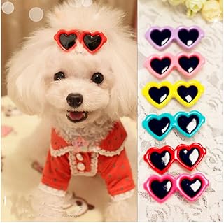 yagopet 20pcs/Pack New Dog Hair Clips Love Design Sunglasses Style Cute Dog Pet Hair Clips Mix Colors and Cute Bowknot Bows Pet Grooming Products Mix Colors Pet Hair Bows Topknot Alloy Clips