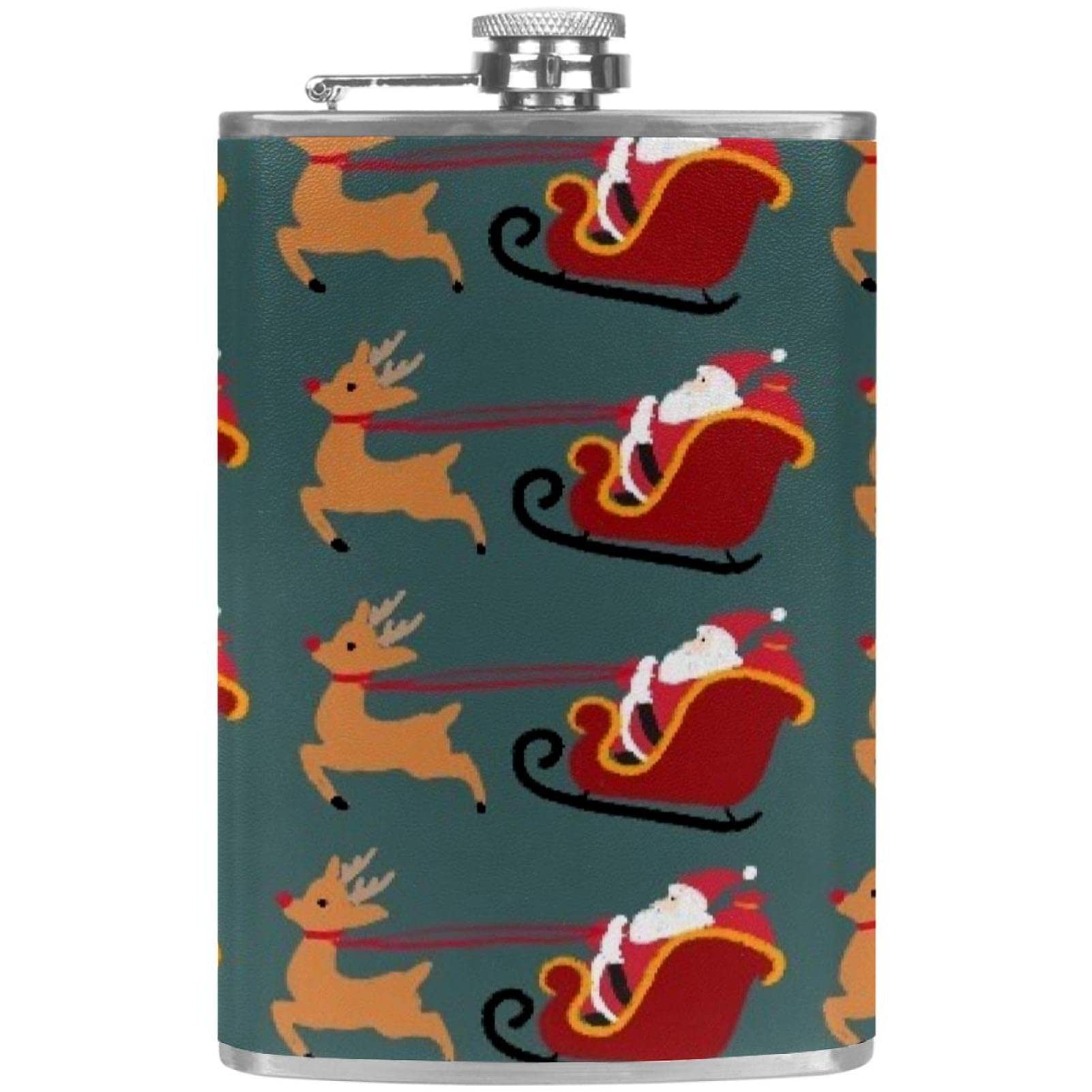 Flasque de Noël étanche en acier inoxydable avec motif gravé