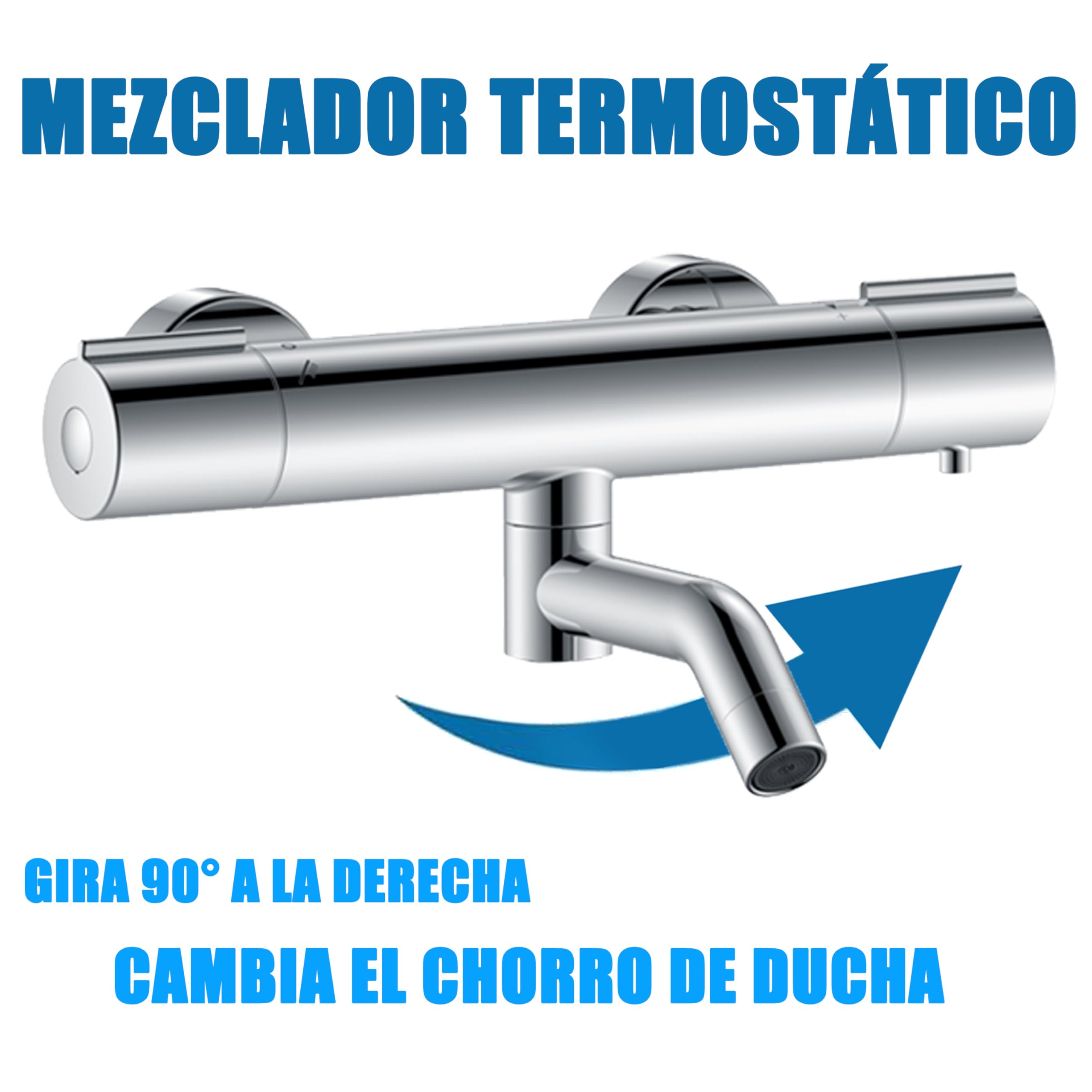 Aica Sanitarios Mezclador Termostático con Grifo Cromado Plata, Termostato de Ducha para Bañera y Baño