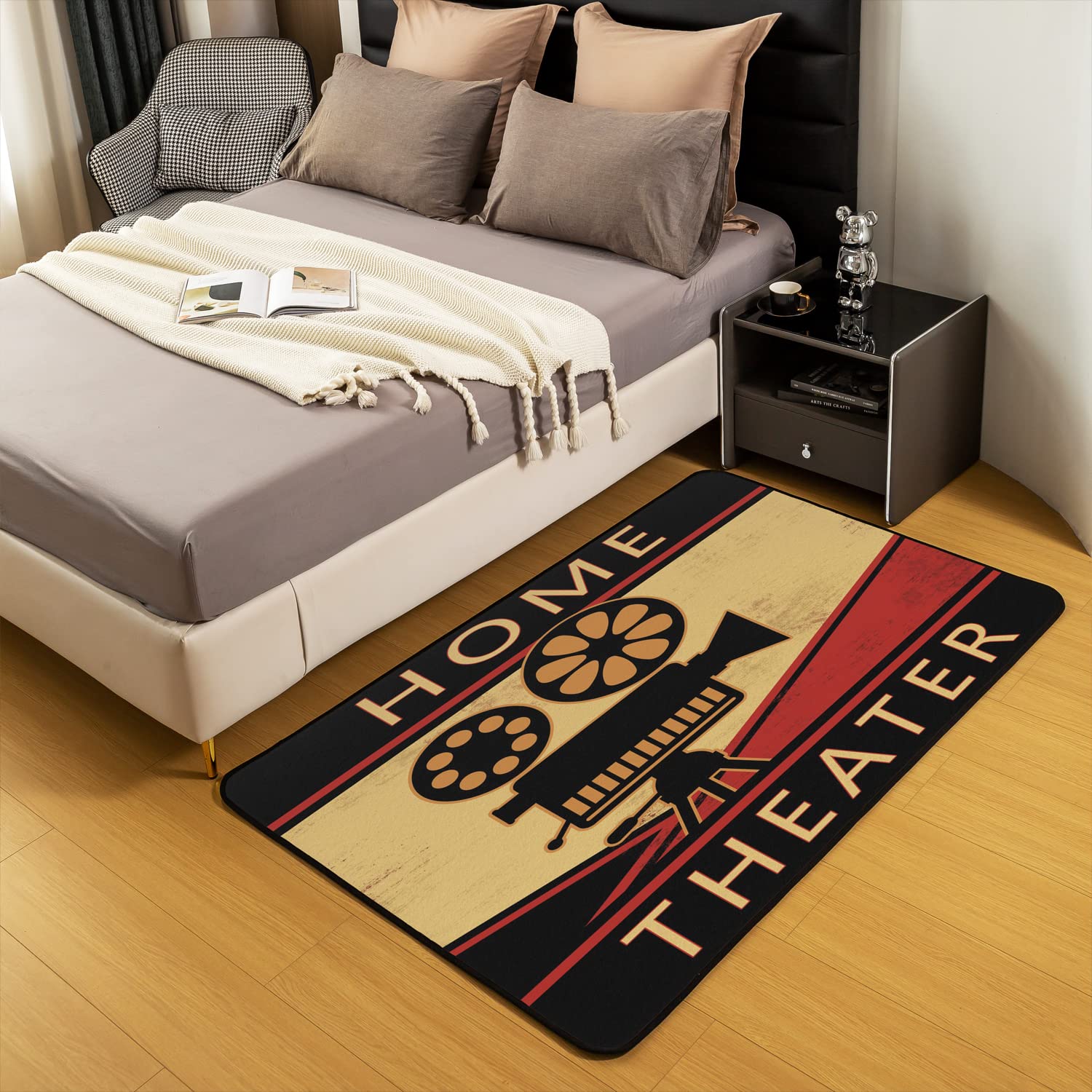 Loussiesd Domowy dywan dekoracyjny do kina, plakat kinowy mata podłogowa do kreskówki kino Vidicon dywany do salonu antypoślizgowe staromodne wystrój domu dywanik 100 x 150 cm