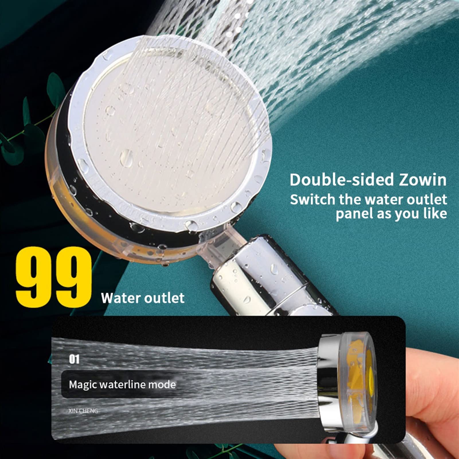 Turbo-Duschkopf, Hochdruckfilter für Wasserdusche, unter Druck stehender Badezimmer-Duschkopf, eine Taste zum Stoppen des Wassers, SPA-Düsen-Duschköpfe
