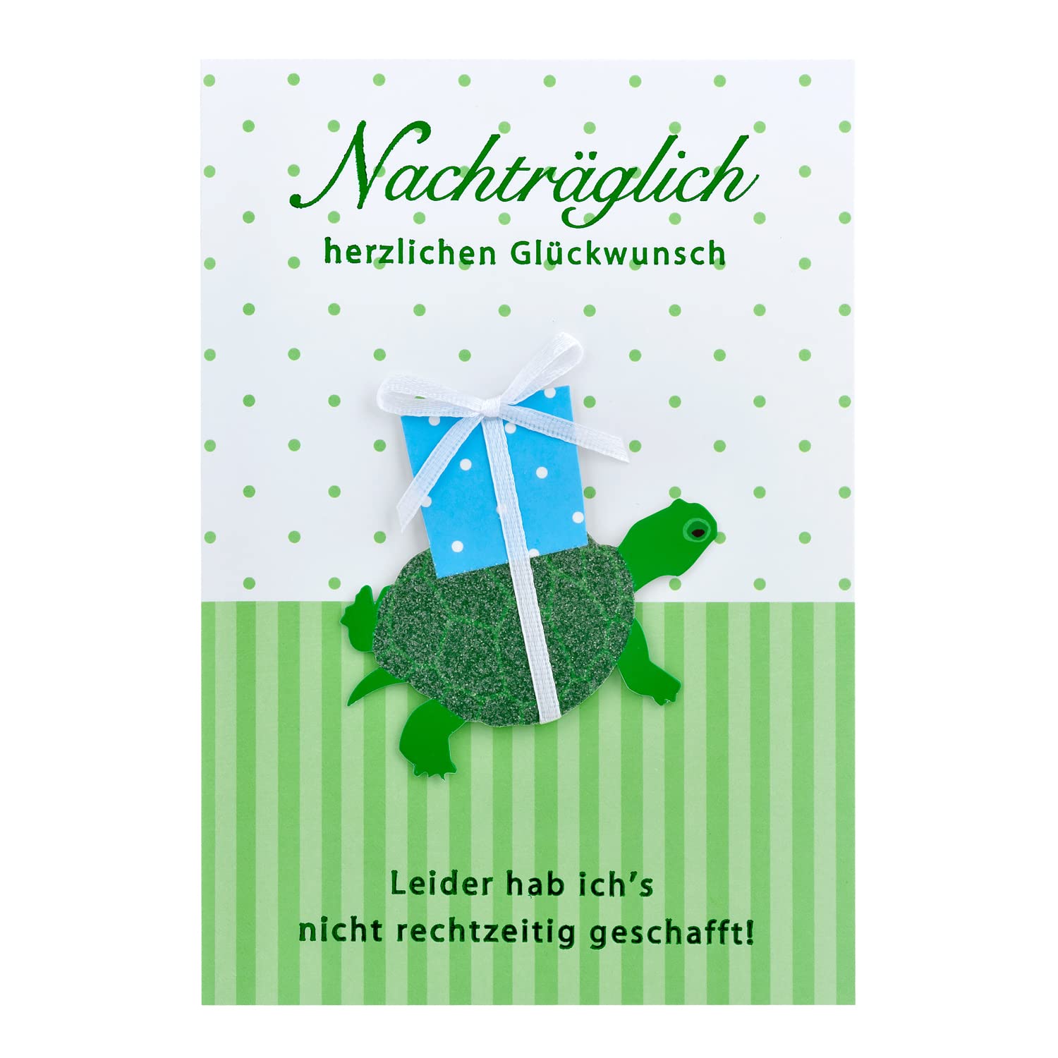 Perleberg High-quality retrofitting birthday card from the Lifestyle Collection with turtle and bow - birthday card with envelope - premium quality 11.6 x 16.6 cm
