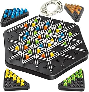 POPOYU Triggle Game Rubber Bands, Classic Desktop Board Games, Funny Chains Triangle Game, Brain Games Triggle for Children and Adults, Pegboard Game, Educational 2-4 Players