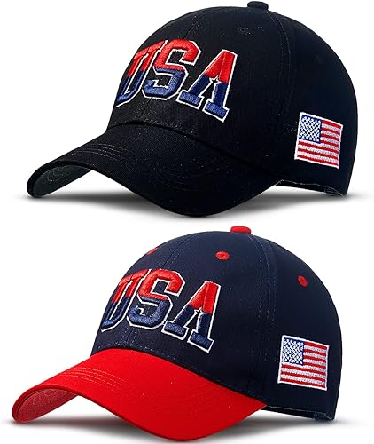Gorra de béisbol patriótica ajustable de algodón para papá, gorra de bandera estadounidense bordada de Estados Unidos para hombres y mujeres