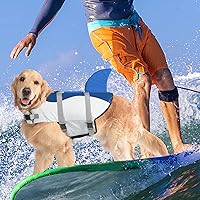 Vista 7 de Dogcheer Chaleco salvavidas para perros con tiburón, chaleco salvavidas ajustable para nadar en lancha con flotabilidad superior y asa de rescate