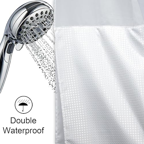 Vista 18 de Cortina de ducha de tortugas marinas, temática náutica de playa, verde y verde azulado, sin ganchos, punto gofre y forro desmontable, decoración