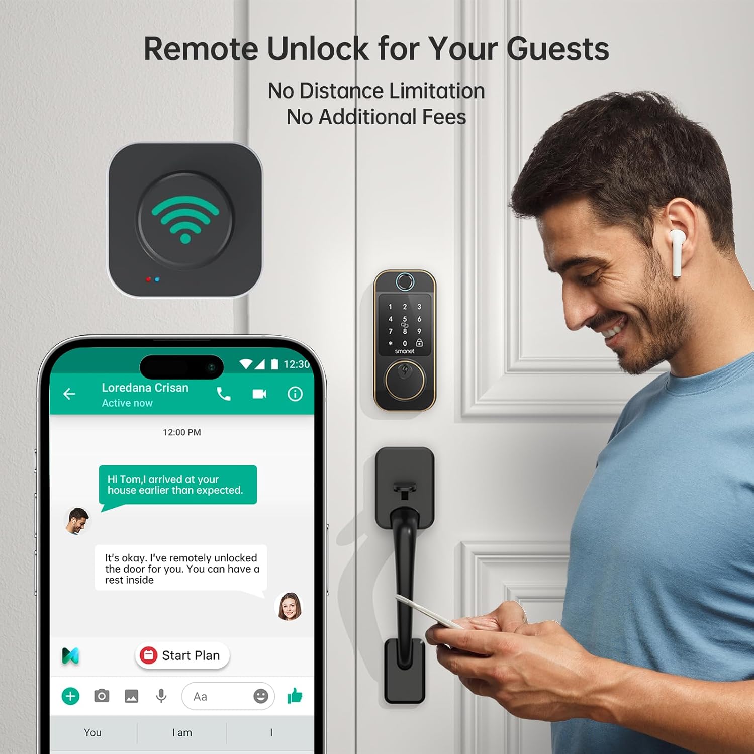 WiFi Front Door Lock Set - Keyless Entry Door Lock Deadbolt with Handle SMONET Fingerprint WiFi Smart Deadbolt, Digital Keypad Auto Lockset with Code Fob App Compatible with Alexa Oil Rubbed Bronze