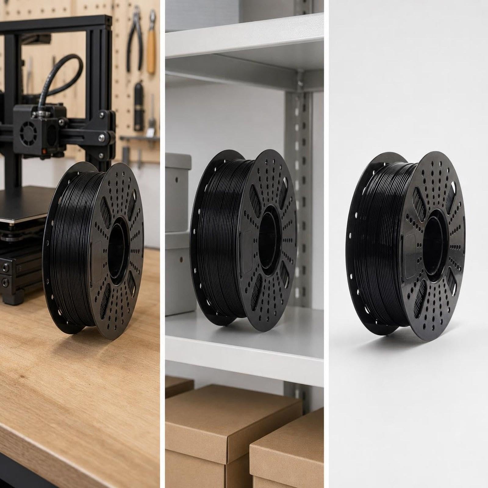 Filamento para Impresora 3D, filamento PETG, Accesorio Rendimiento, Suministros para impresión 3D, Material Alta precisión 1,75 mm, 1, Negro