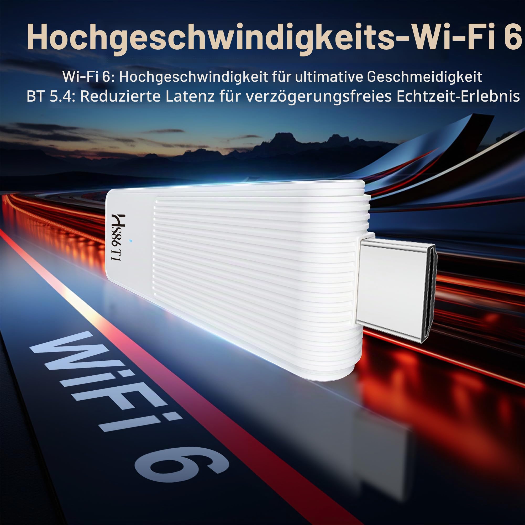 Android 14.0 TV Stick, mit 2GB RAM und 16GB ROM, angetrieben von RK3518 Quad-Core 32bit Cortex-A53 Chipset und Mali 450 MP2 GPU, unterstützt Dual-Band 2,4G/5G Wi-Fi, BT 5.4 und 4K Ultra HD