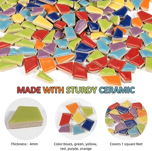 Miniatura 2 de Sukh Azulejos de cerámica pequeños de 15.70 oz, azulejos de mosaico, azulejos de cerámica, azulejos de mosaico de vidrio, pequeños azulejos de