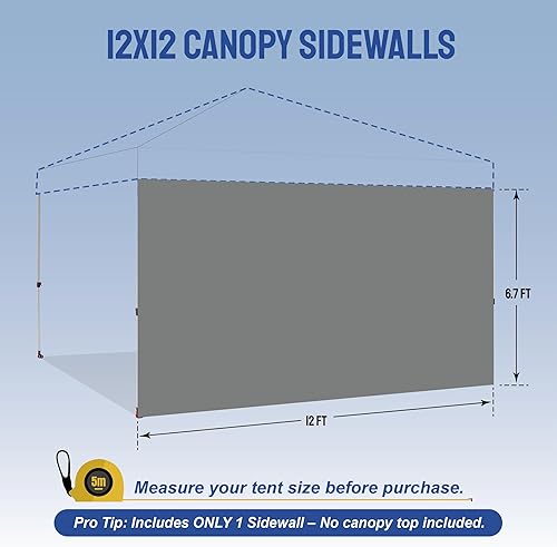 Miniatura 9 de CROWN SHADES SunWall - Cubierta plateada para tienda de campaña desplegable de 10 x 10 pies, 1 paquete de pared lateral solo con revestimiento