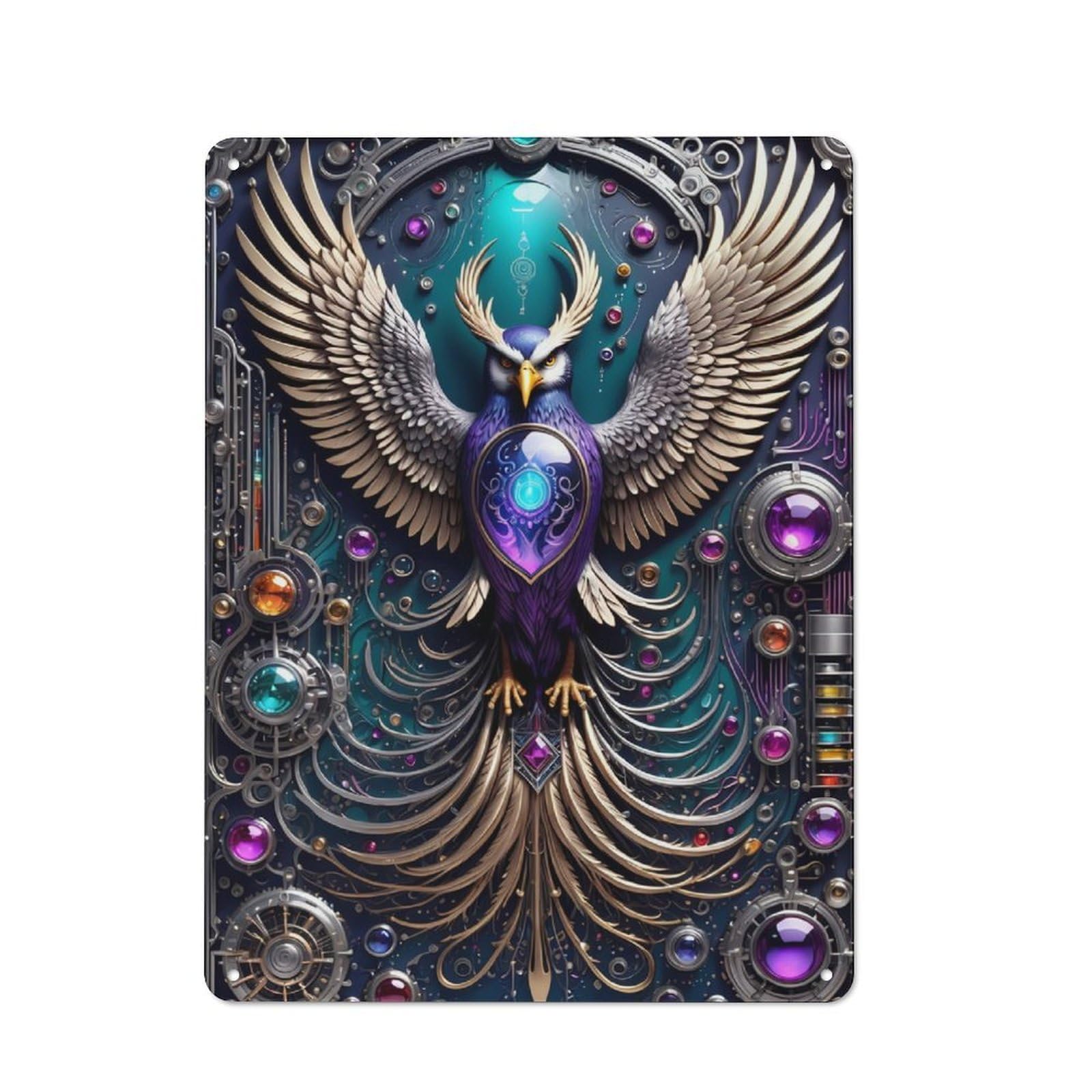 Junmoney Ethereal Owl Technology Tin Wall Sign With Design 40X30cm, Classic Diner Style Decor For Bakery, Diner, Cafe Or Family Room