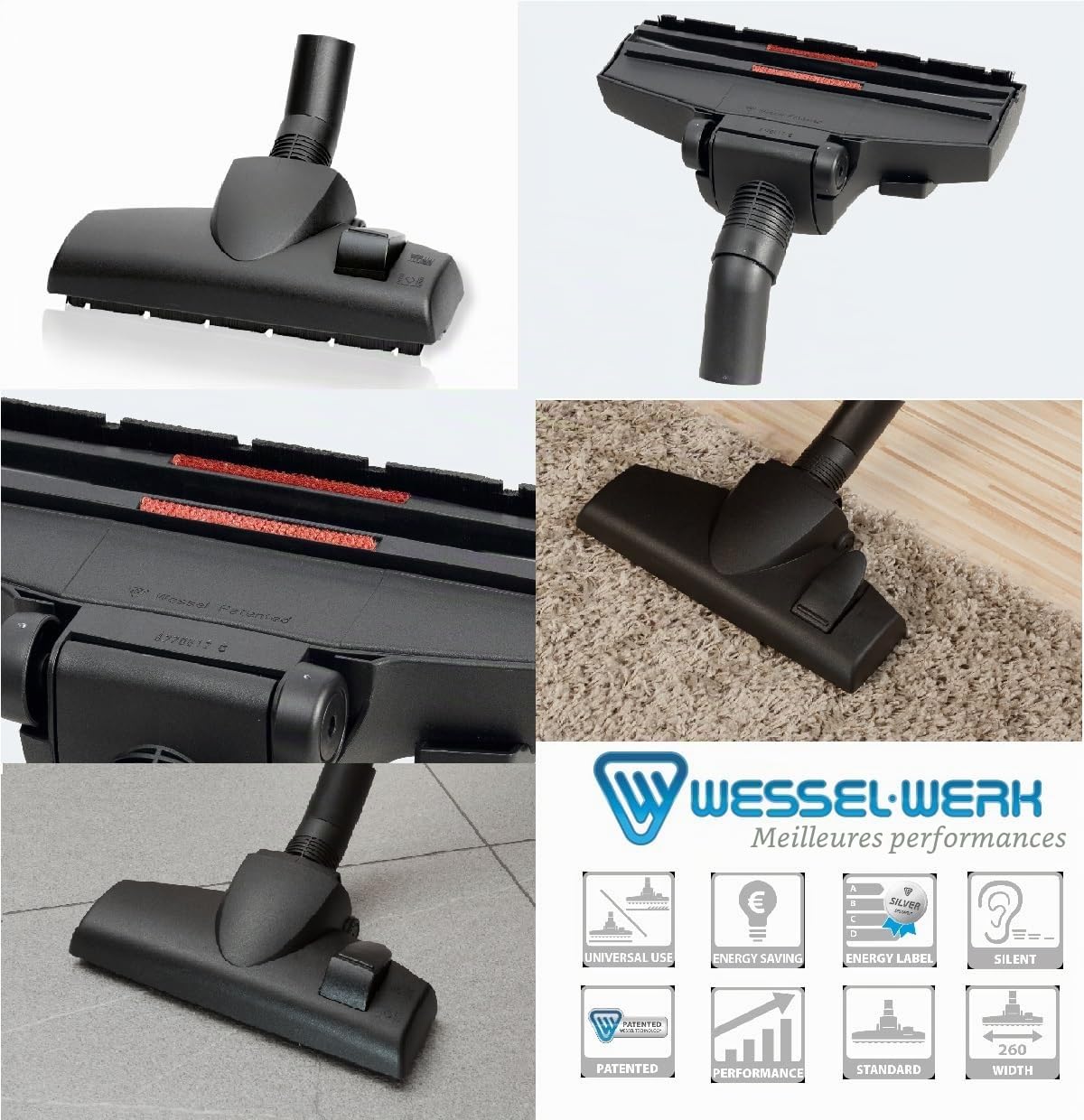 Akitas Aspirateur sans Sac 850W avec capacité 2,5L Puissant et léger Brosse 2-en-1 Allemande Wessel Werk pour sols durs et Tapis