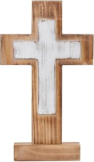 BAYSBAI Wooden Standing Cross with Removable Base, Decorative Cross Decor for Table Centerpieces, Religious Inspirational Faith Gifts for Church Home Room Decoration, Tabletop Christian Decoration