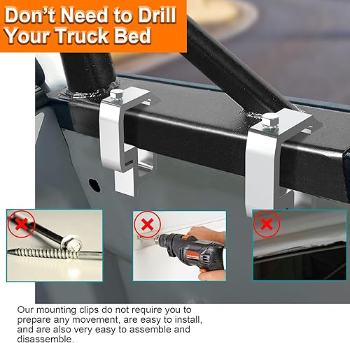 Miniatura 3 de Abrazaderas para caravana  Paquete de 4 abrazaderas plateadas para camión y abrazaderas de toldo de montaje para Chevy Silverado Sierra 1500 2500