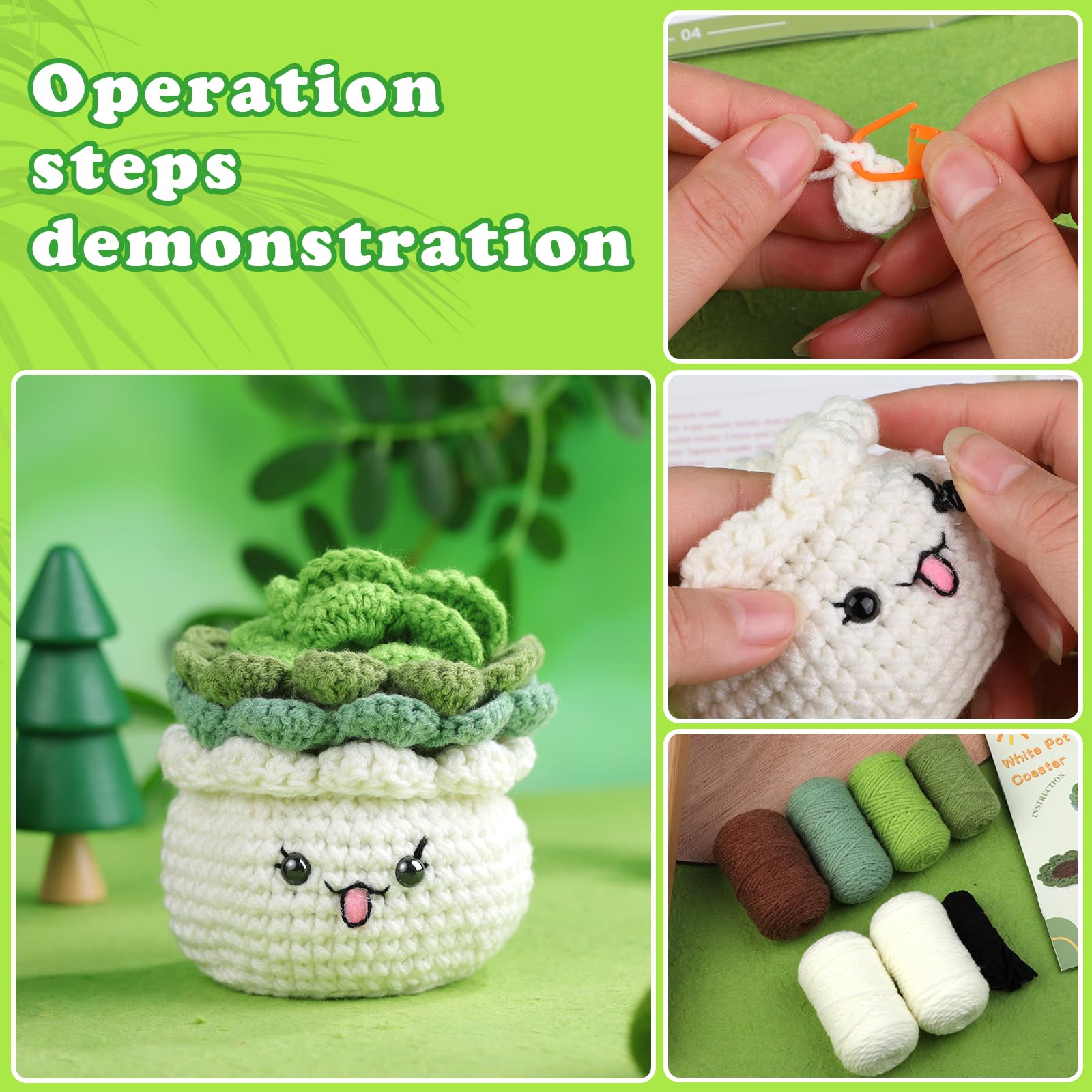 Beginner Crochet Coasters Kit - Easy Crafting! -4 Beginner Crochet Coasters Kit - Easy Crafting! -4