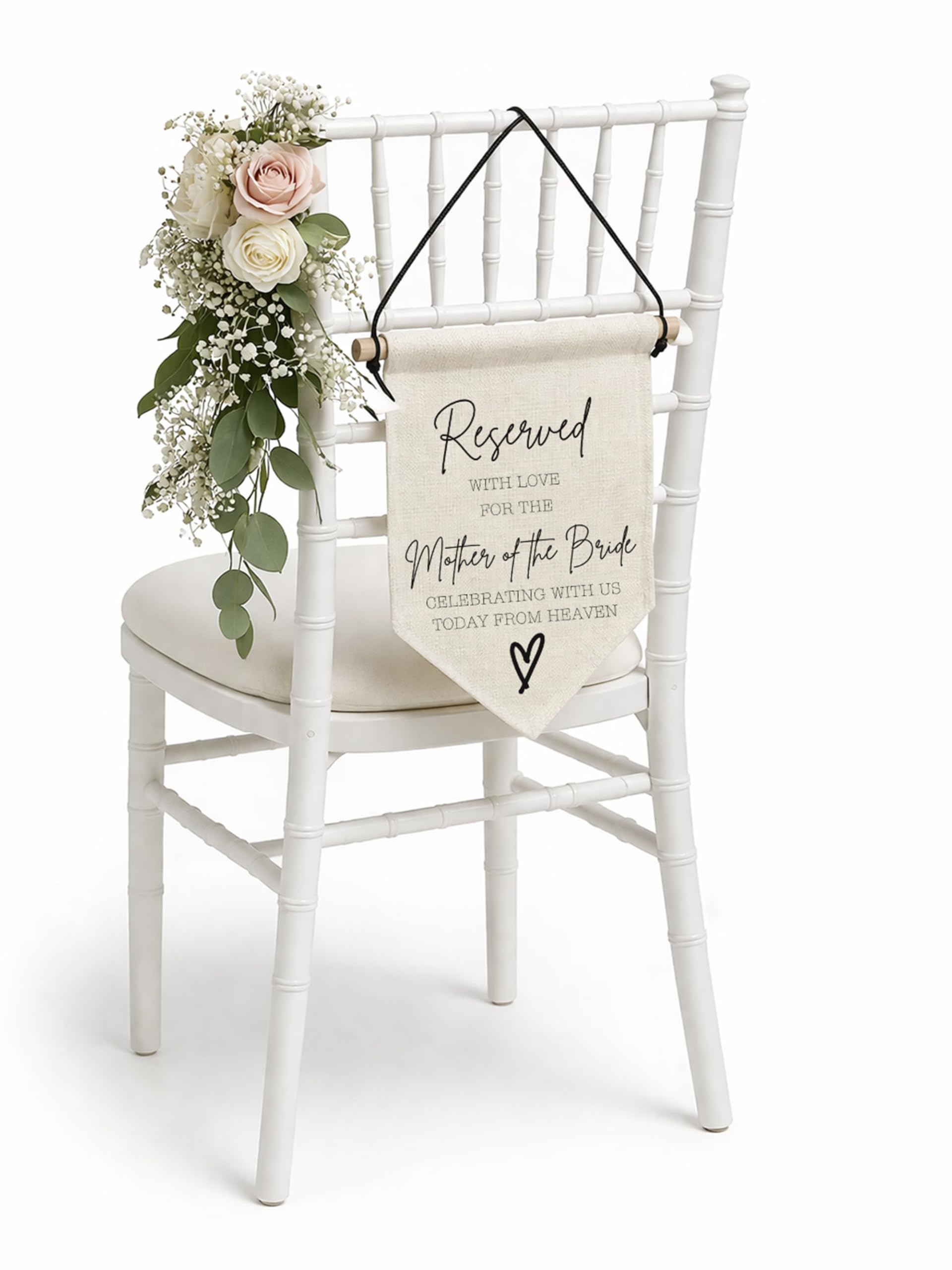 Segnale commemorativo per matrimonio con scritta "Reserved For Those In Heaven", ricordo della madre della sposa (Madre della sposa)