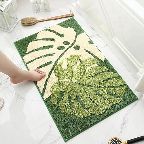 Loismood Plants - Alfombra de baño antideslizante súper absorbente, extra suave y 100% microfibra, lavable a máquina, alfombra para baño, cocina y
