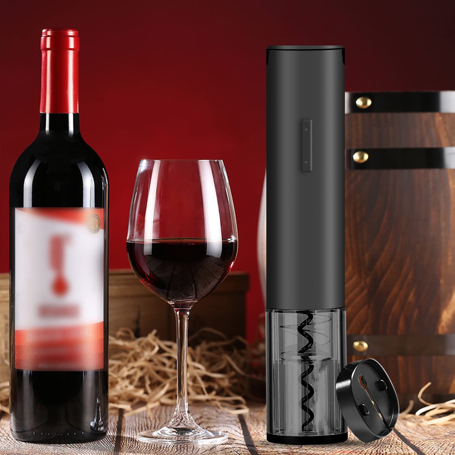 Electric Wine Opener Rechargeable Automatic Corkscrew Stainless Steel Wine Bottle Openers with Foil Cutter and LED Indicator Light Best Gift for Wine Lovers