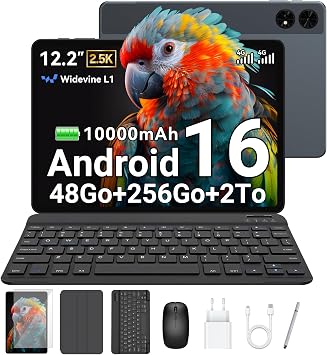 TABWEE Android 16 Tablette avec Clavier - Tablette 12 Pouces, 48 Go+256 Go, 10000 mAh, 16 MP+8 MP, 1600 * 2400 QHD+, Widevine L1, Gemini AI, GPS Intégré, Tablette 4G LTE (Garantie de 4 Ans) : Amazon.fr: Informatique