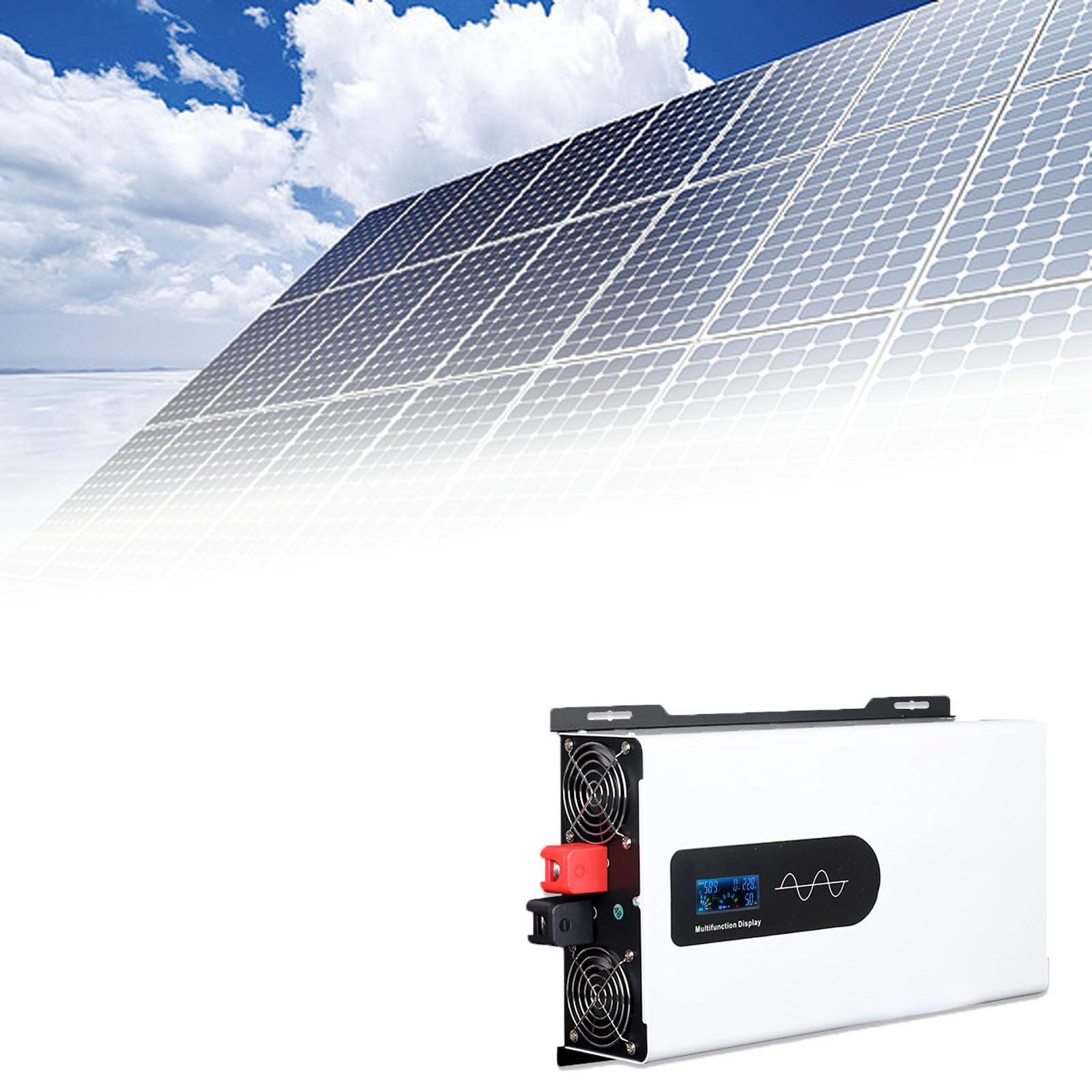 Falownik sinusoidalny 900 W, moc szczytowa 1800 W, w pełni metalowa obudowa z inteligentnym wyświetlaczem HD do kamperów, urządzeń solarnych, urządzeń ogrodowych i domowych 12v