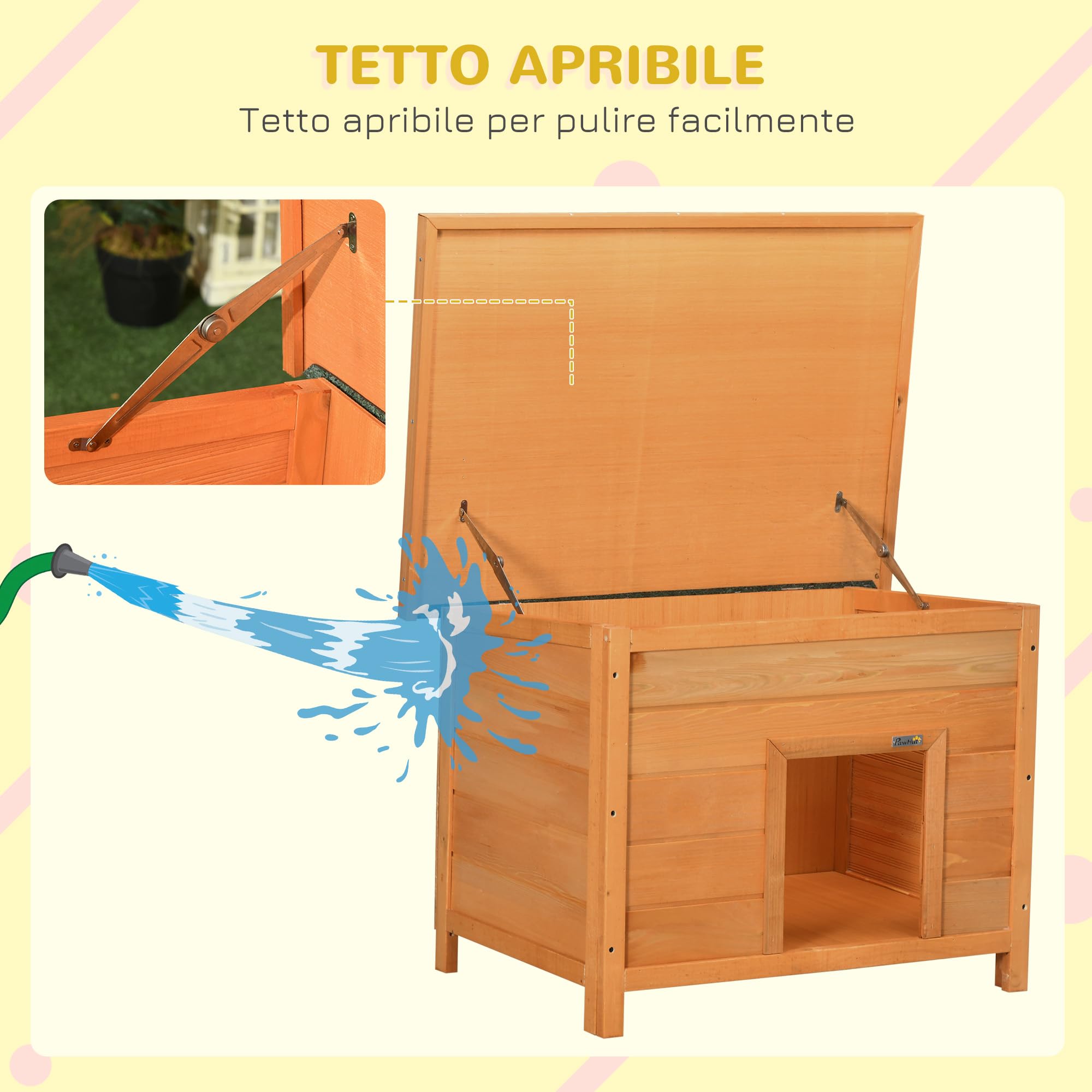 PawHut Cuccia per Cani Impermeabile da Esterno in Legno di Abete, 85x58x58cm