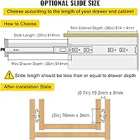 Vista 5 de VEVOR Diapositivas de cajón de 36 pulgadas, 1 par de cajones de bloqueo con capacidad de carga de 250 libras, rodamiento de bolas de montaje