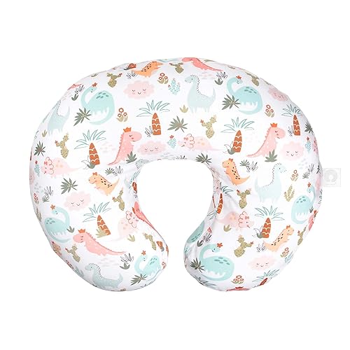 Boppy Almohada y posicionador de lactancia original  Blush Baby Dino  lactancia materna biberón soporte para bebés  con funda extraíble de mezcla de
