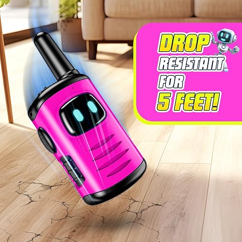 Miniatura 4 de Walkie Talkies de juguete para niñas comedyfun Mini Robots Walkies Talkies Pink 2 Pack de regalos de Navidad y cumpleaños para niñas de 3, 4, 5, 6,