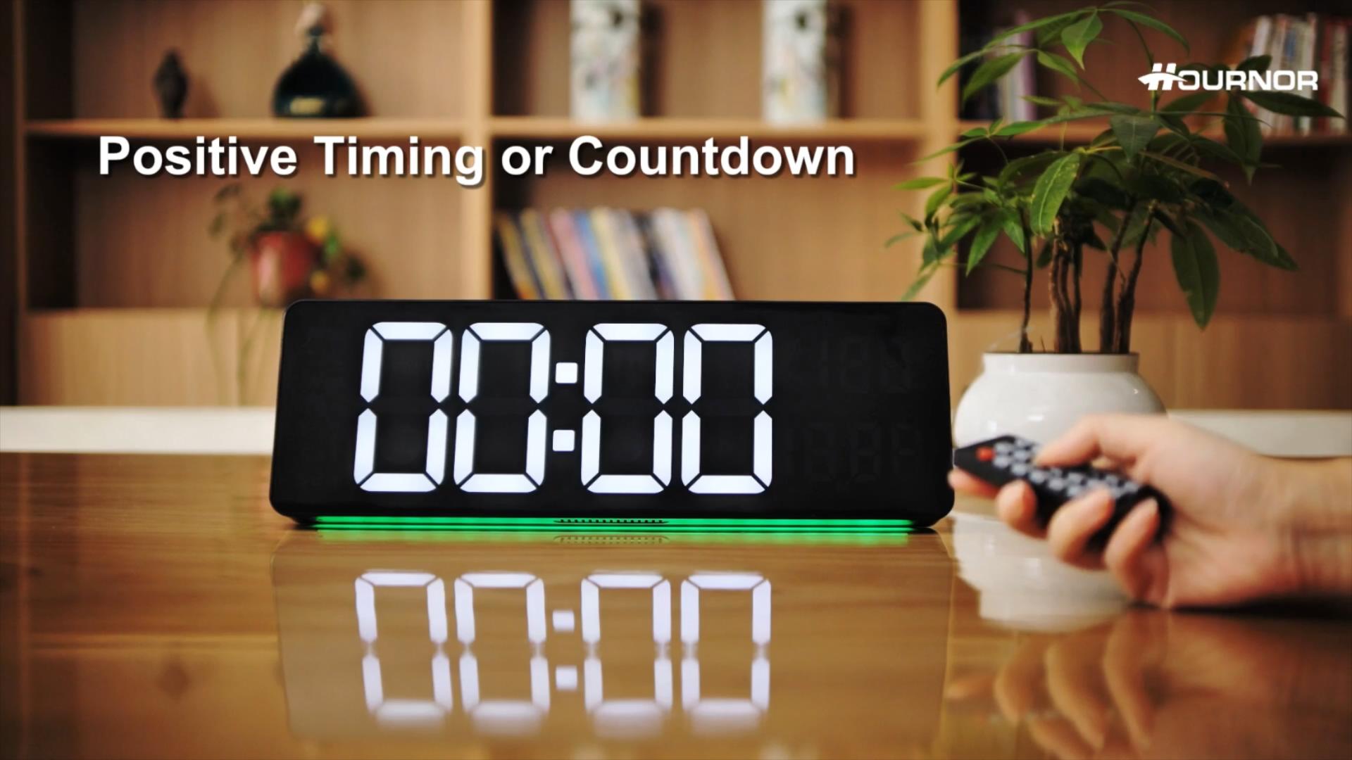 16" Digital Wall Clock With Remote - Large Display, Night Light, Temperature & Dual Alarm