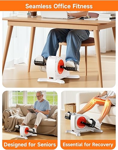 Miniatura 9 de Mini Exercise Bike for Adults Under Desk Exercise Bike, Electric Pedal Exerciser for Seniors & Leg/Arm Fitness,12 Adjustable Speeds & LCD Display