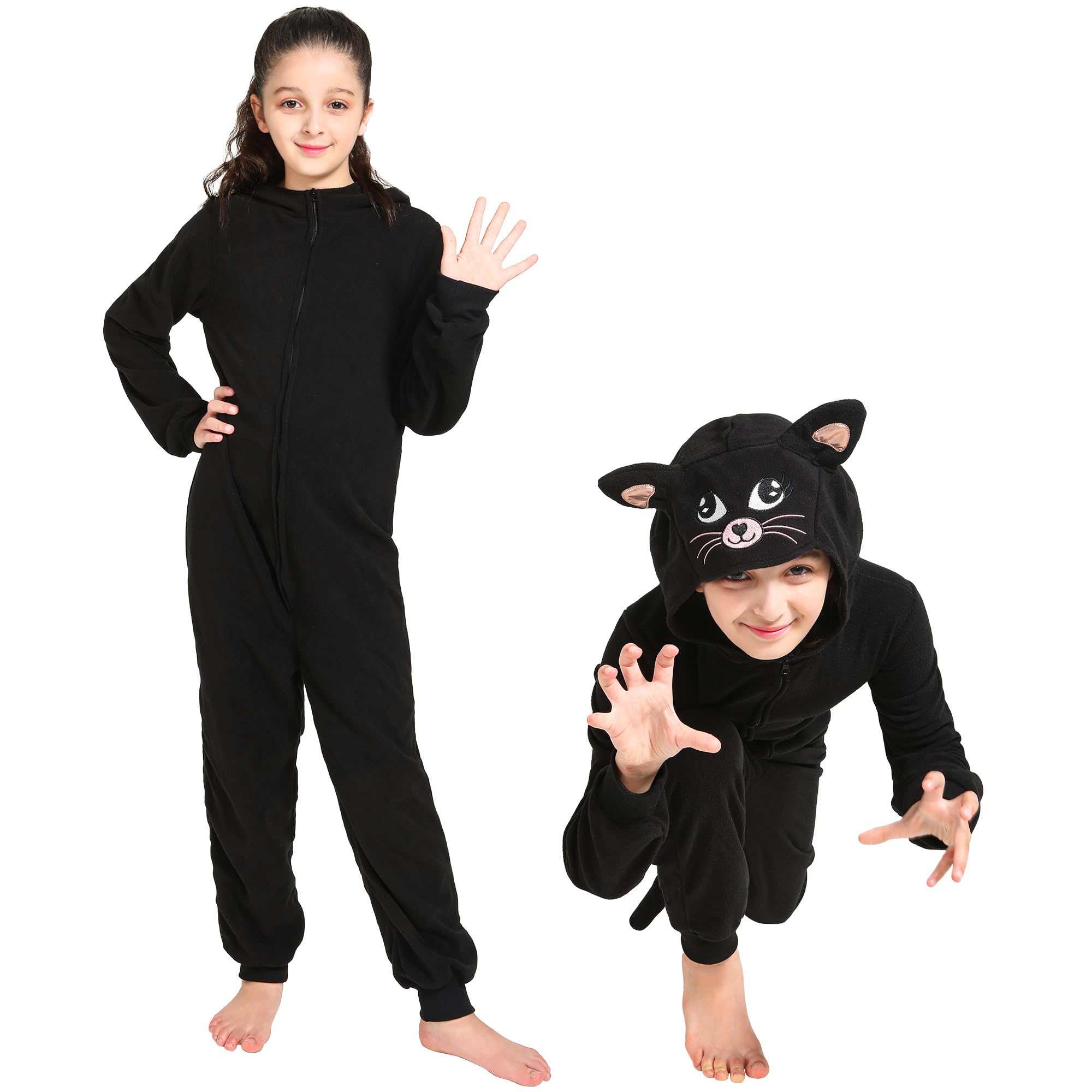 Wizland Kids Animal Onesie Costume Tygrysze, Maca, Czarna Kocura, Lew, Dalmatynka, Kostiumy Festiwalowe Dla Chłopców I dziewczynek Wiek 4-14 lat
