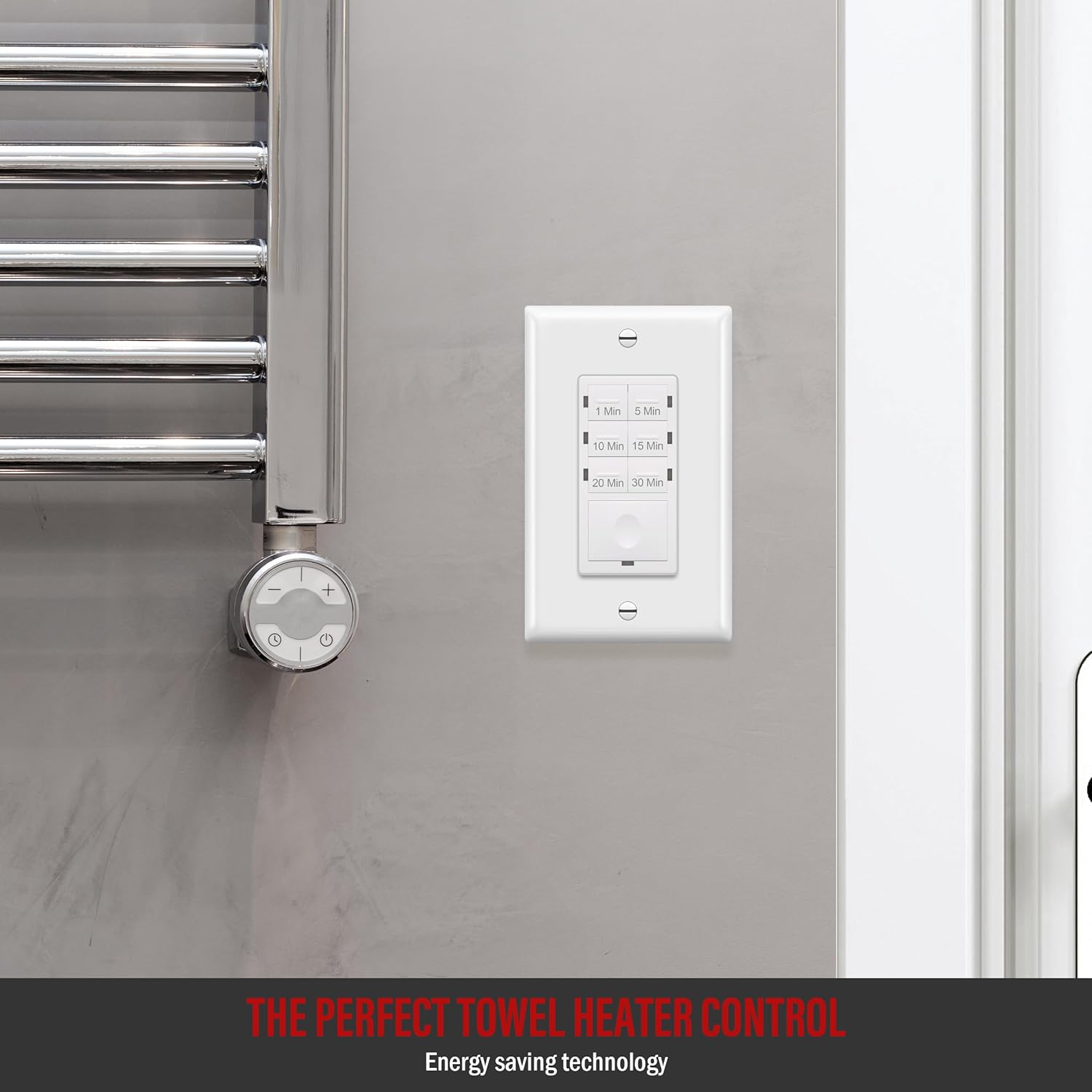White 30-Minute Countdown Timer Switch with LED Indicator