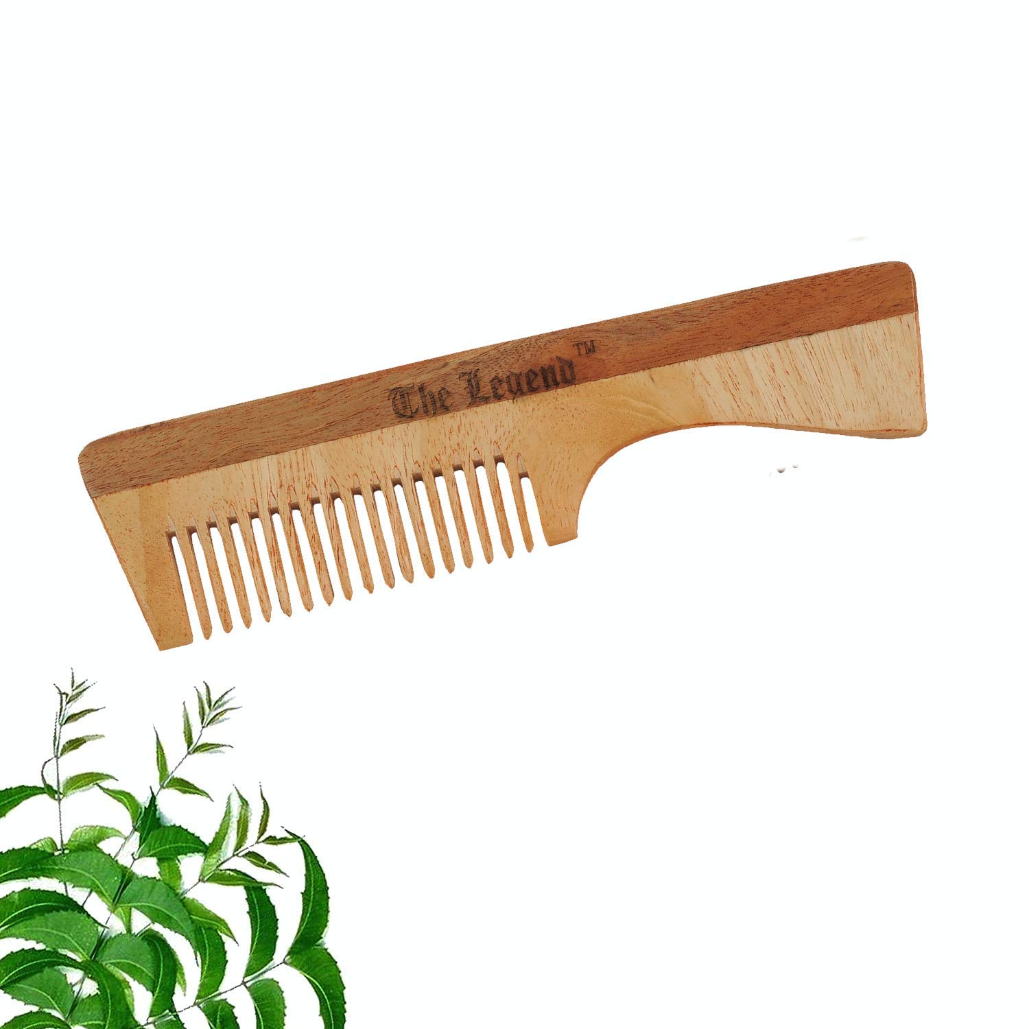 The Legend Organic Pure Neem Wood Comb with Handle, Brown-image-12