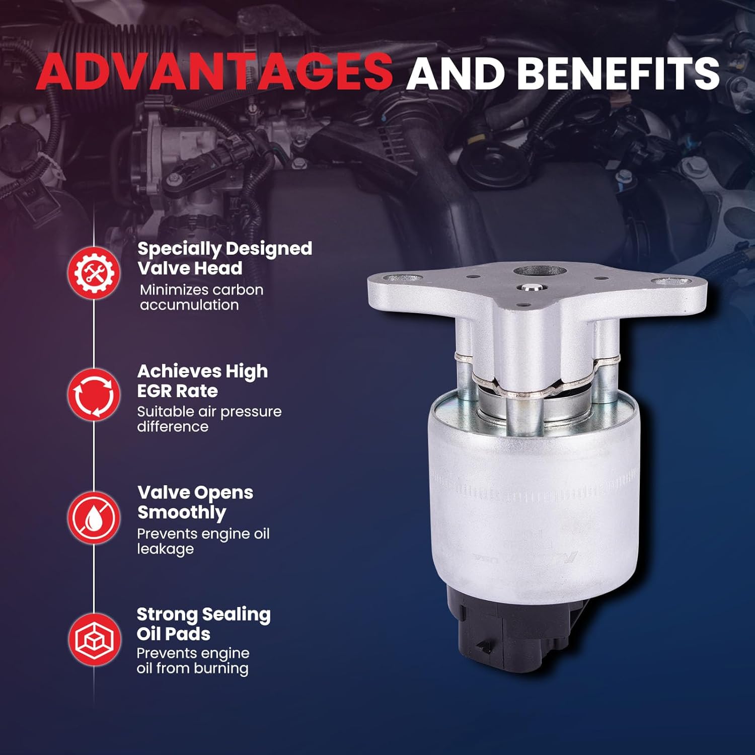 MOCA 911-164 EGR Valve Fit for Buick 2002-2005 LeSabre 3.8L, for Cadillac 2000-2005 DeVille 4.6L, for Chevrolet 2003-2005 Silverado 3500 5.7L, for GMC 1996-2002 Savana 1500 2500 4.3L 5.0L 5.7L