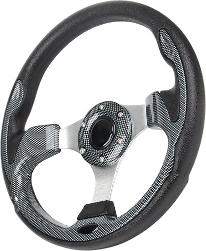 Miniatura 2 de Volante de carrito de golf de fibra de carbono de 12.5 pulgadas para Club Car DS & Precedent, EZGO TXTRXV Yamaha Most Golf Cart