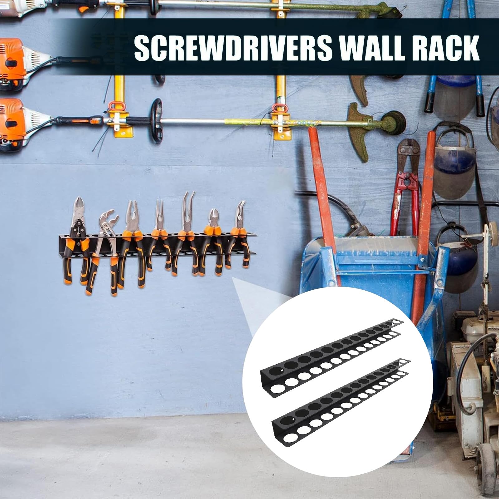 Organizer per Cacciaviti,2 Pezzi Supporto per Cacciavite,Organizer per Utensili Manuali,Rack per Cacciaviti,Organizzatori e Stoccaggio di Utensili Manuali per Officina,per Garage