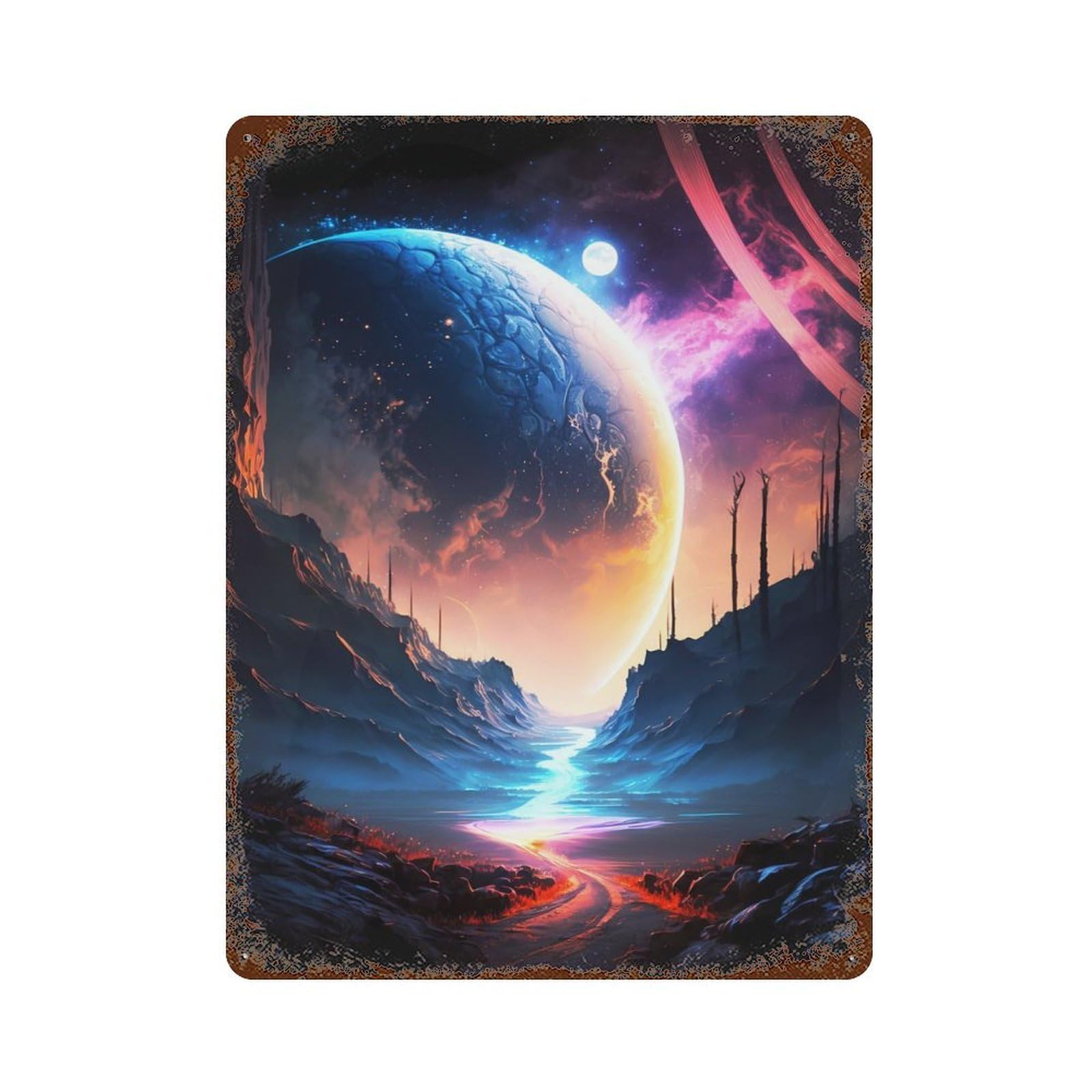 Decorative Tin Sign The Path To Galaxy 15.7"x11.8", Decorative Metal Wall Art for Garage, Bar And Workshop Decor