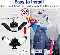 Vista 4 de Luz LED para garaje, 80 W, 8000 lúmenes, luces de techo con 3 paneles ajustables, lámpara LED de 6500 K, luz blanca de día, luces LED para garaje