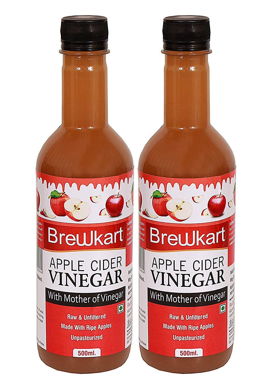 Brewkart Apple Cider Vinegar with Mother Pack of 2 Vinegar 1ltr (B082D93F33) Amazon Price History, Amazon Price Tracker