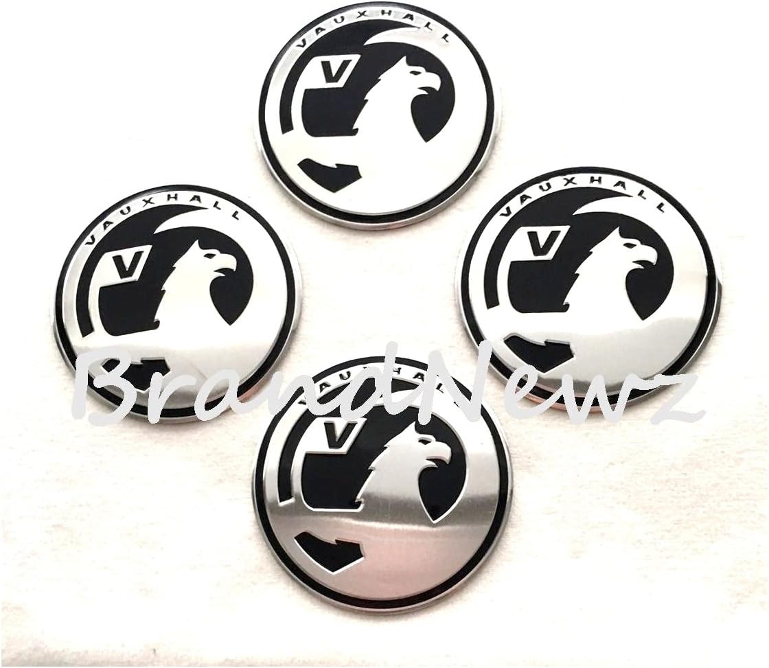 VAUXHALL CHROME 3D EMBLEM WHEEL CENTER CAP STICKER LOGO BADGE WHEEL TRIM - 75MM DOME - SET OF 4
