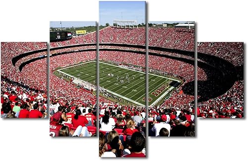 Vista 196 de Cuadros de estadios deportivos de fútbol americano de Minnesota, cuadros de vikingos, 5 paneles, lienzo para pared, arte de pared del estadio