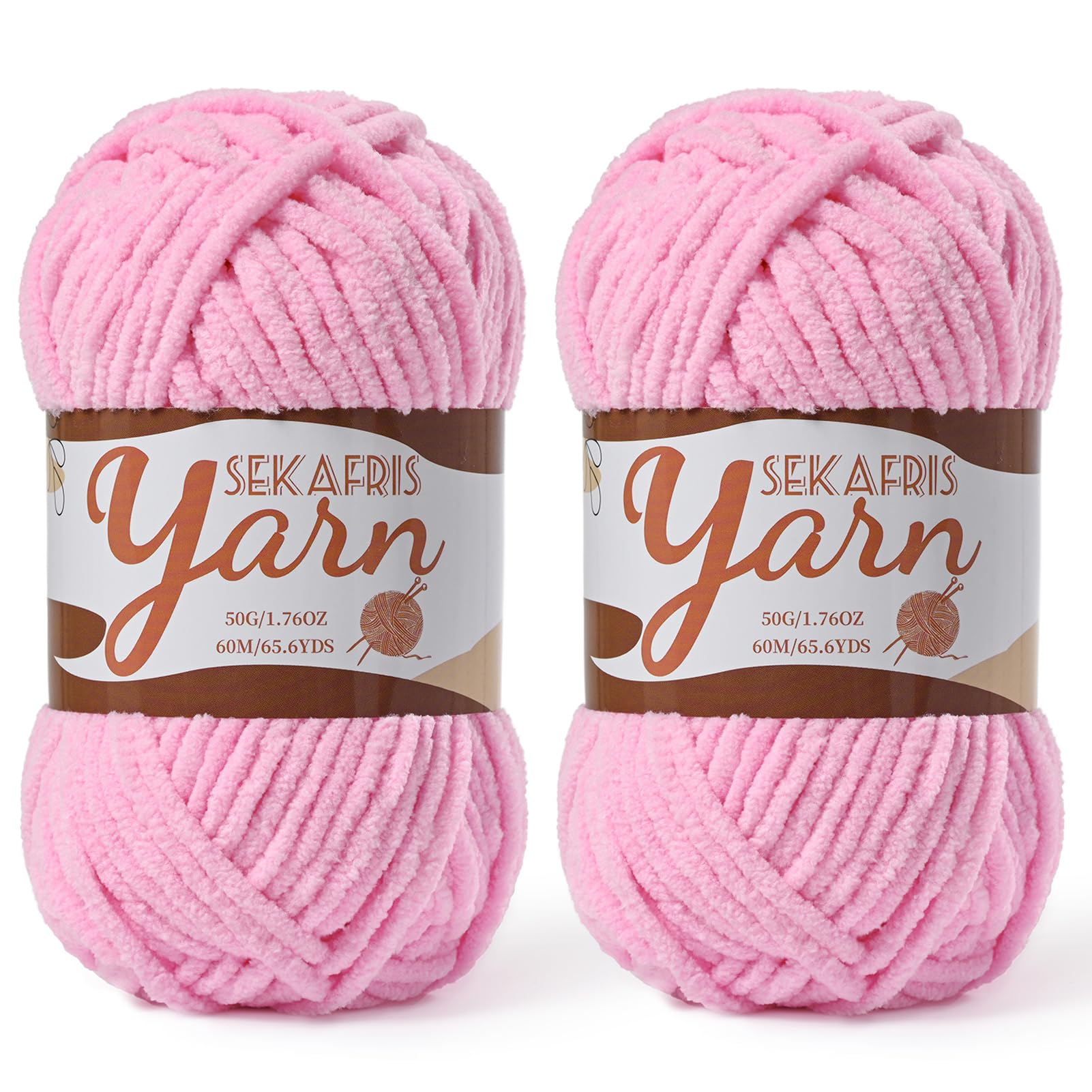 Chenille Yarn for Crocheting Crochet Dark Pink Yarn 2 Pack