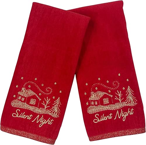 Miniatura 7 de Toallas de mano de muñeco de nieve rojo con borde a cuadros toallas de mano de baño de lujo, bordadas (25 x 16 pulgadas)