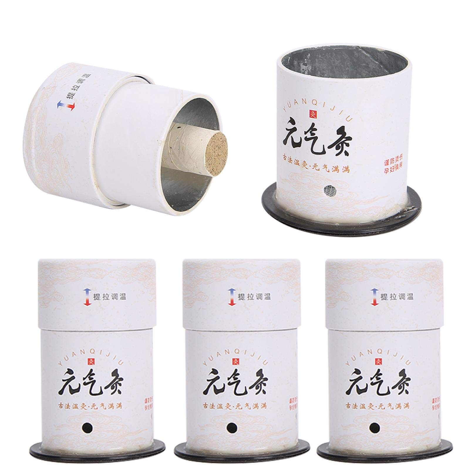 4pcs Smokeless Moxibustion Box Moxa Sticks Moxa Tube Acupuncture Massage Moxibustion Roll Gentle Moxibustion Heating Box Tool