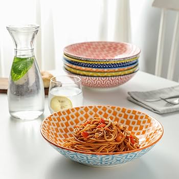 Amazon.com | Selamica Porcelain 40oz Large Bowls 9 inch Big Pasta