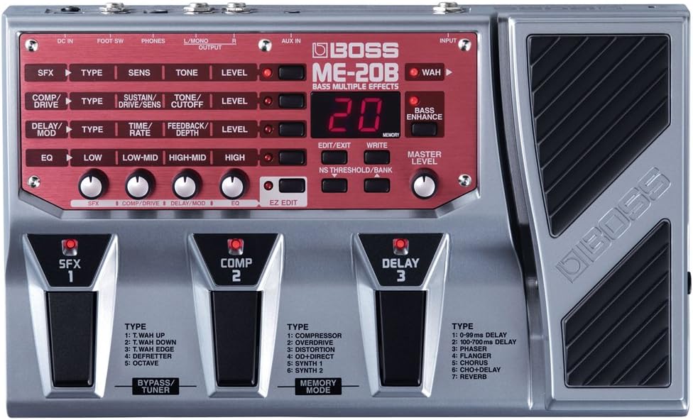 Boss ME-20B Bass Multiple Effects Pedal Board